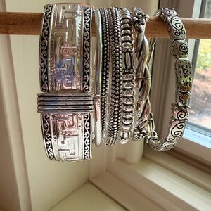 Silver Tone Bangle Bracelet Set of 6